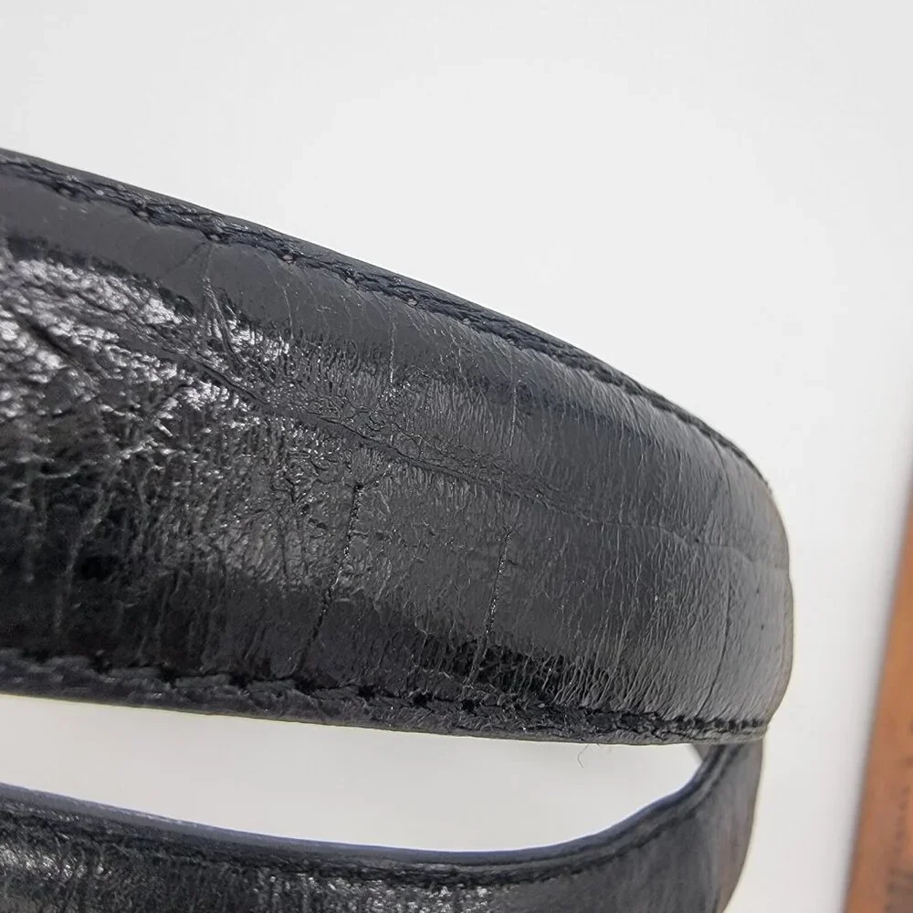Vintage‎ 1997 Liz Claiborne Belt Black Tooled Leather Womens Sz M Medium EUC